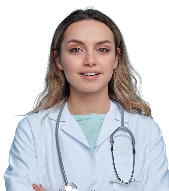 Female doctor with a stethoscope.